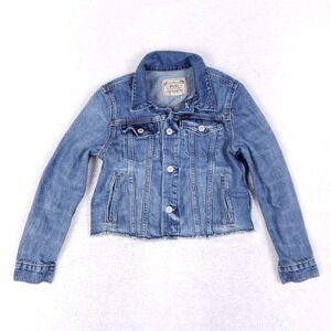 Polo Ralph Lauren Raw Hem Graphic Denim Jacket 10 Blue